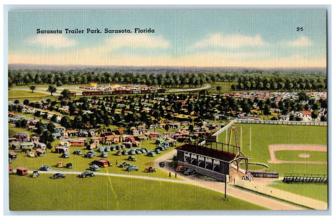 1940 Sarasota Trailer Park Redsox Spring Training Camp Sarasota Florida Postcard