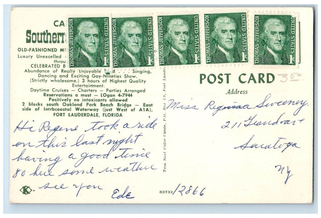 c1960 Capt Al Starts Southern Belle Showboat Fort Lauderdale Florida FL Postcard