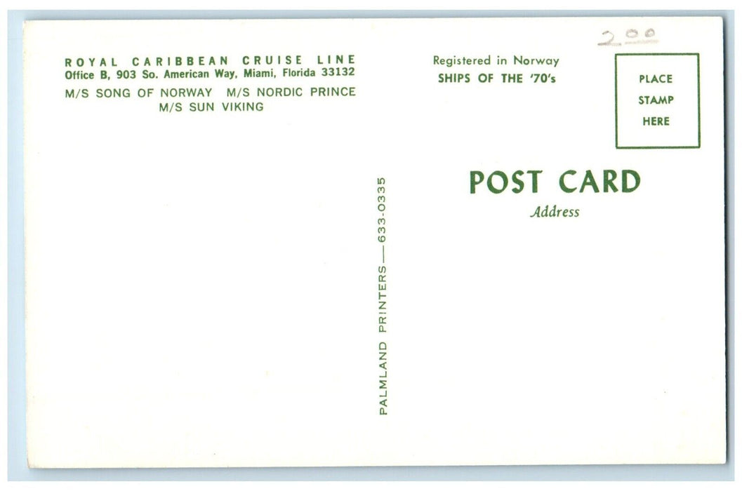 c1960 Royal Caribbean Cruise Line Cruise Ship Ferry Miami Florida FL Postcard
