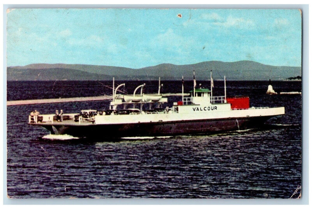 1960 Scenic Ferry MV Valcour Lake Champlain Trans Co Port Kent New York Postcard