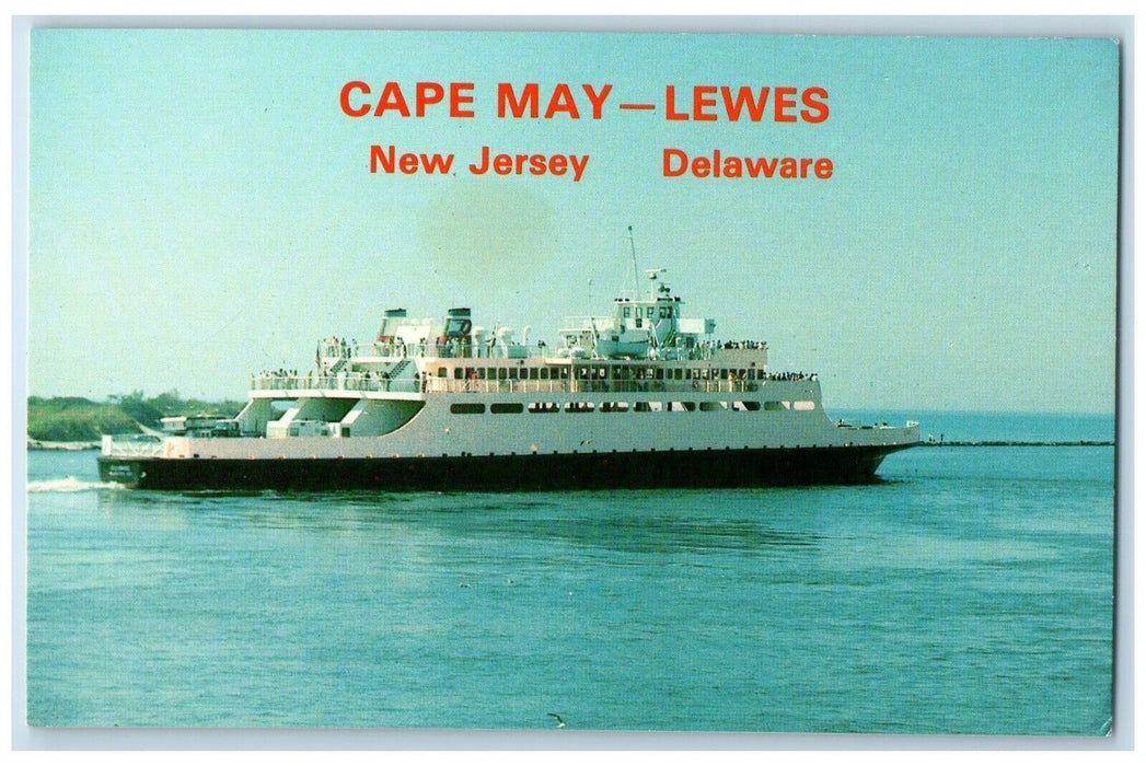 1986 Cape May New Jersey Lewes Delaware Ferry Cruise Ship Lake Vintage Postcard