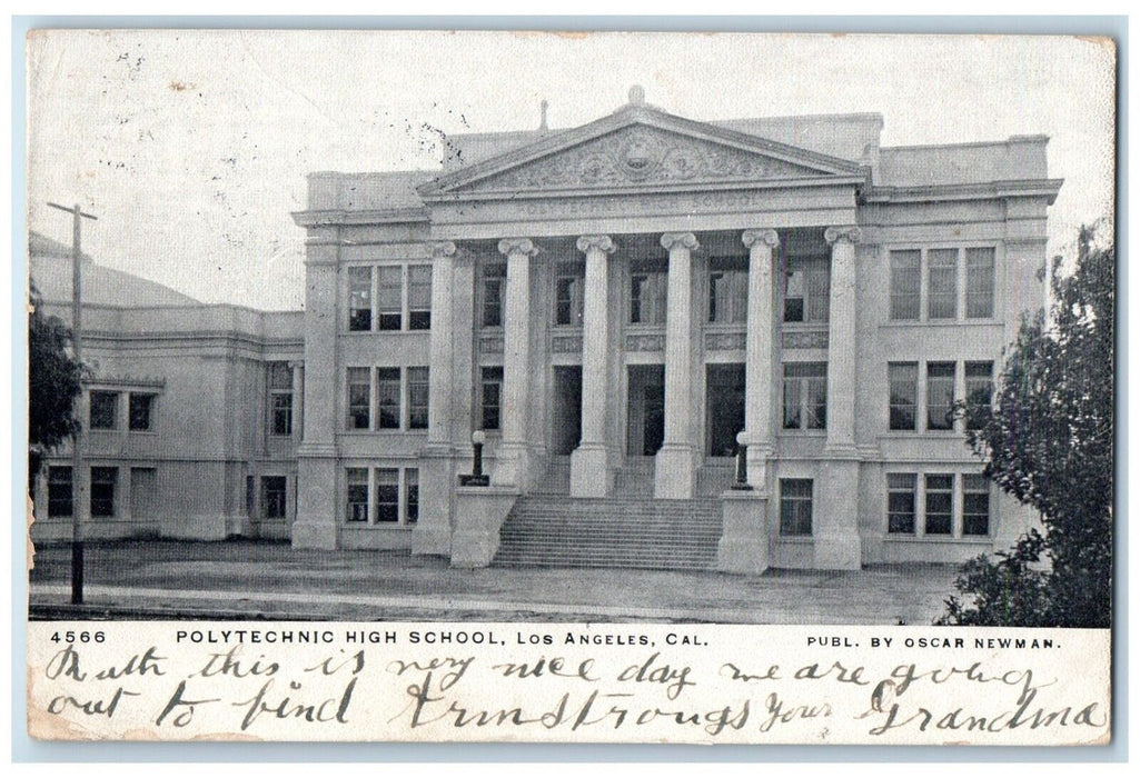 1906 Exterior Polytechnic High School Building Los Angeles California Postcard