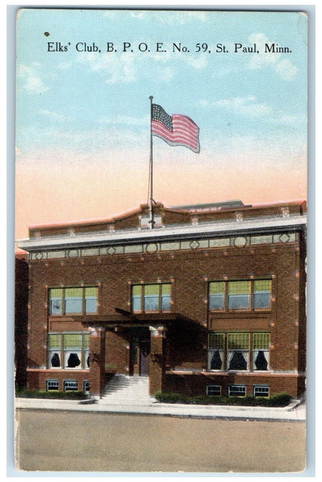 c1910 Exterior View Elks Club B.P.O..E No 59 Building St Paul Minnesota Postcard