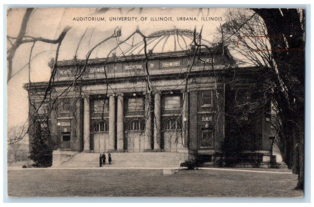 c1940 Auditorium Building University Illinois Urbana Illinois IL Artvue Postcard