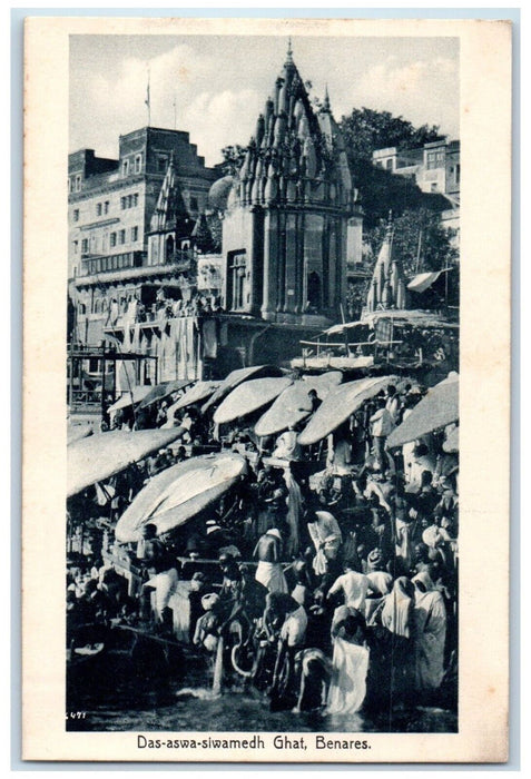 c1910's Das Aswa Siwamedt Ghat Benares India Unposted Antique Postcard