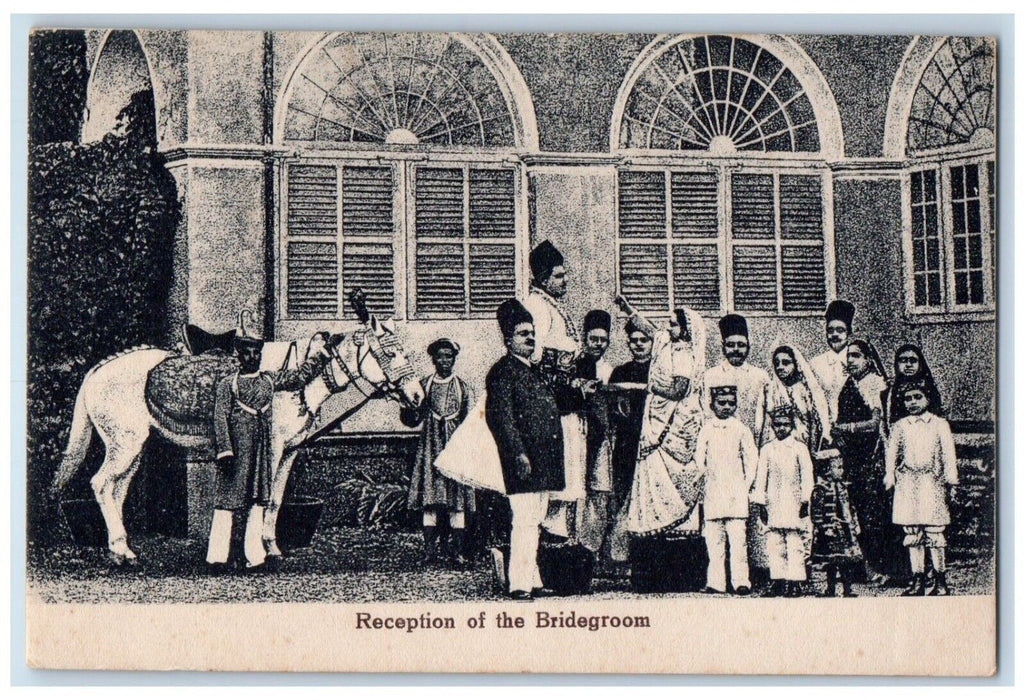c1910's Reception Of The Bridegroom Family Donkey India Antique Postcard