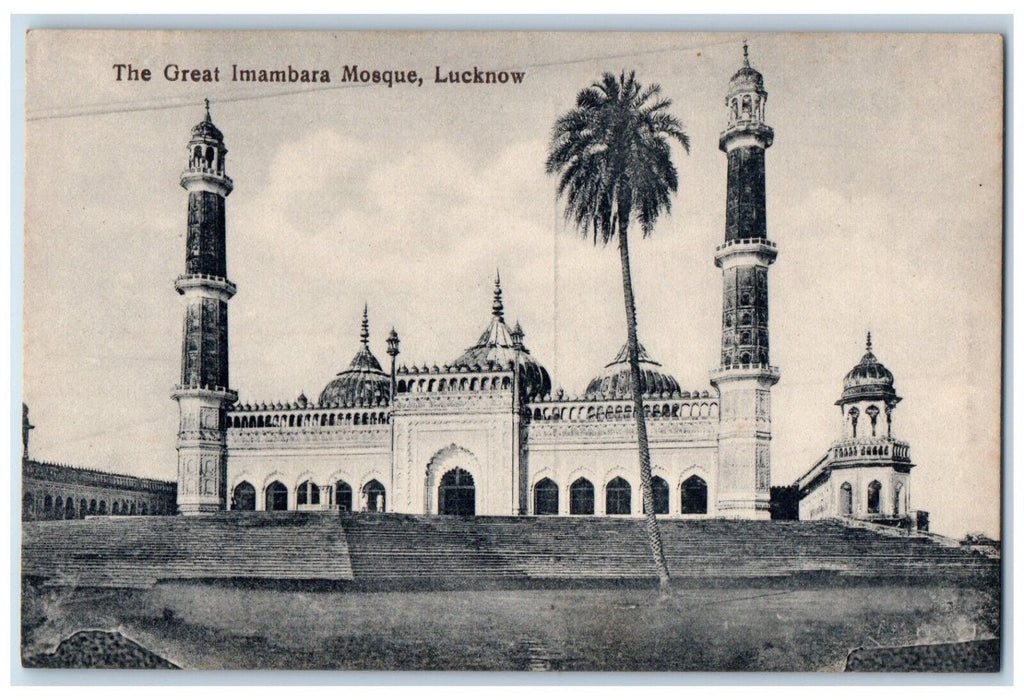 c1910's The Great Imambara & Mosque Lucknow India Posted Antique Postcard