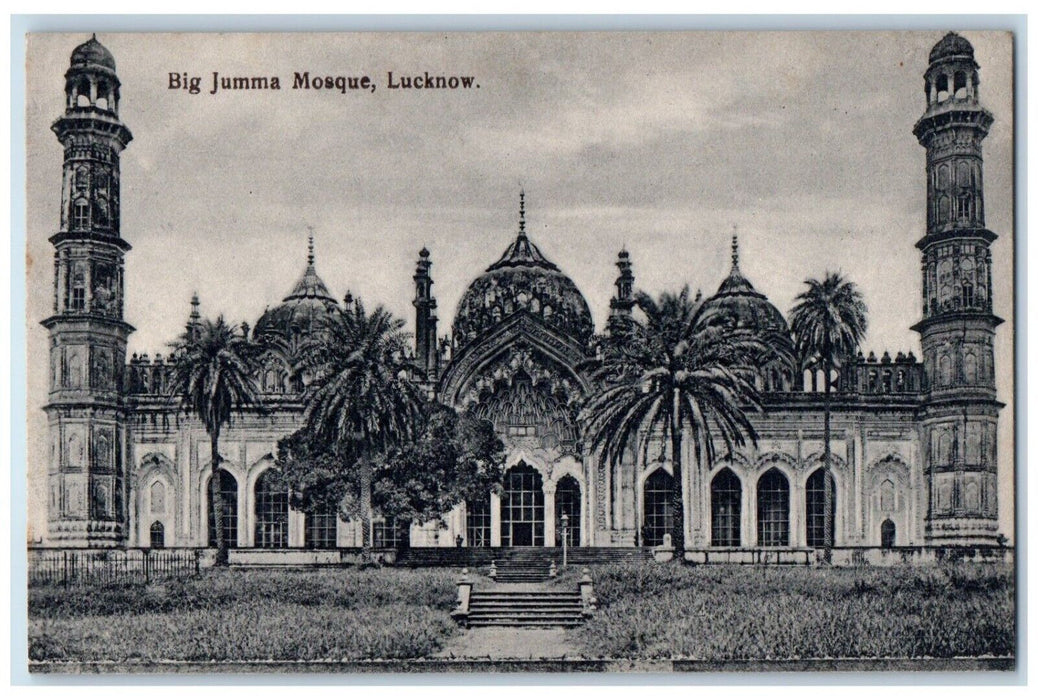 c1910's Front View Of Big Jumma Mosque Building Lucknow India Antique Postcard