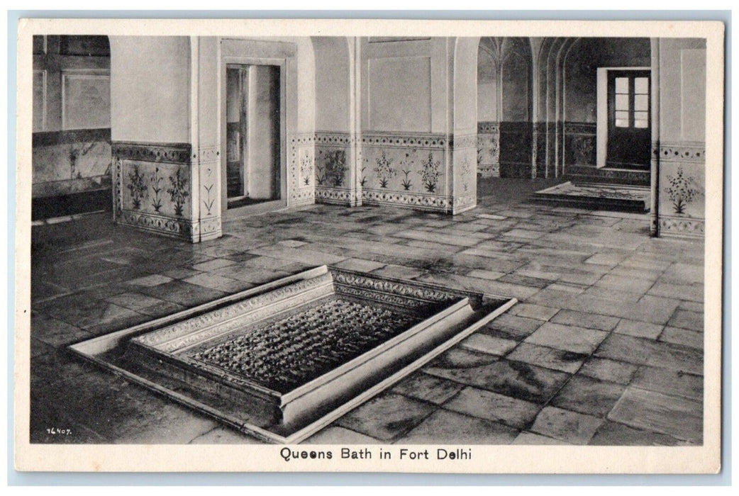 c1910's Queen Bath In The Fort Delhi India, Kings Bath To The Right Postcard