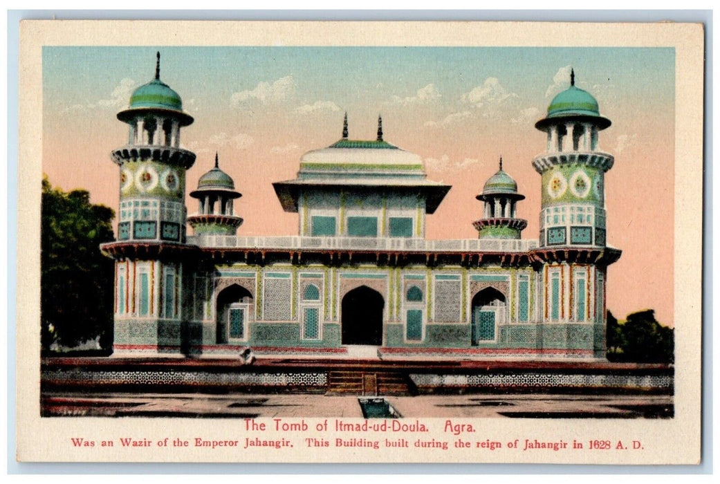 c1910's Front View Of The Tomb Of Itmad Ud Doula Agra India Antique Postcard