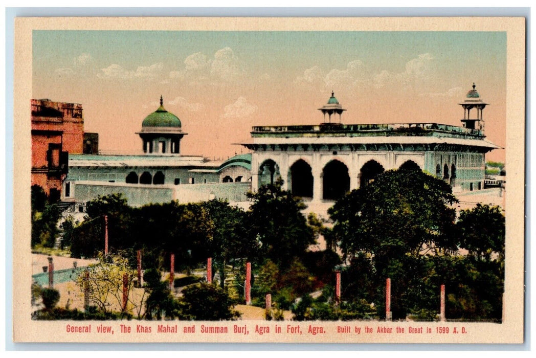 General View The Khas And Summan Burj Agra In Fort Agra India Antique Postcard