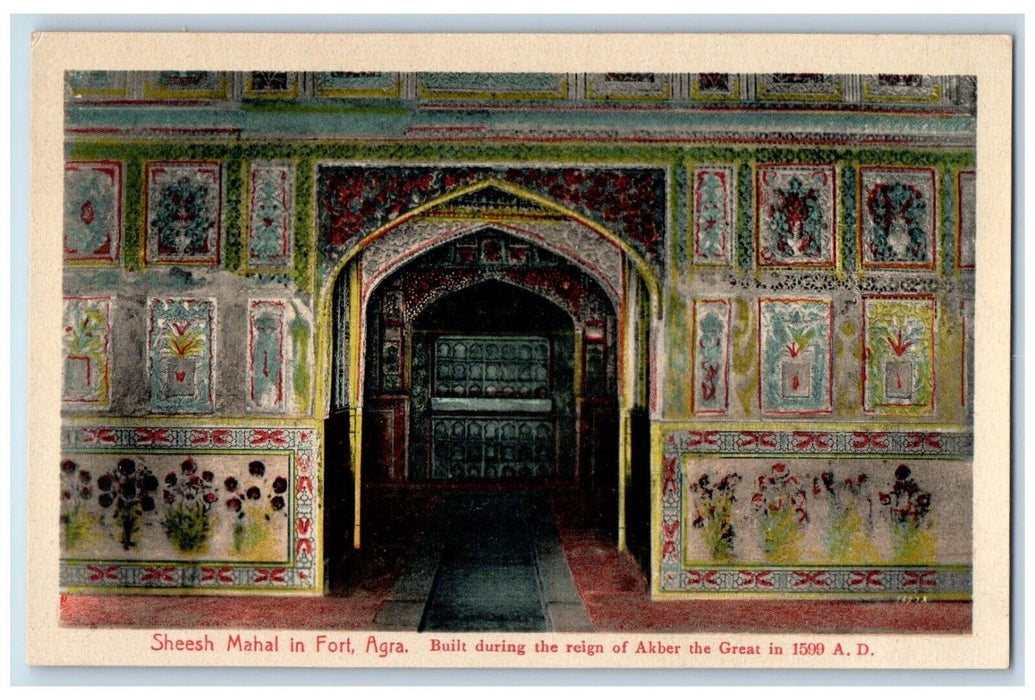 c1910's Sheesh Mahal In Fort Agra India, Built Of Akber The Great Postcard