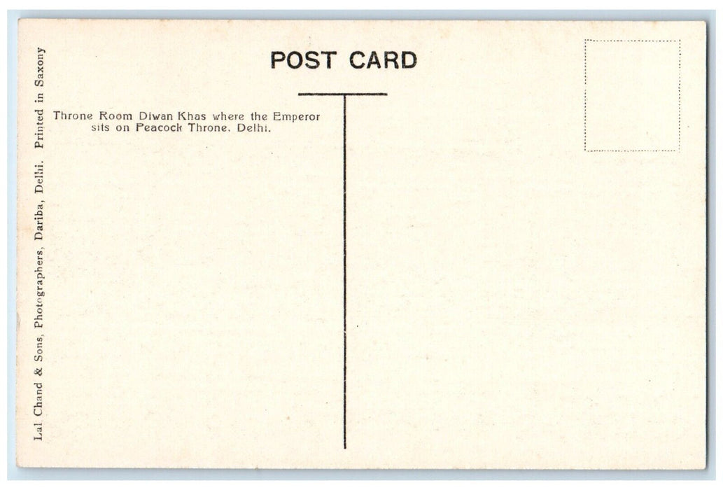 c1910s Throne Room Diwan Khas Peacock Throne Delhi India, Interior View Postcard