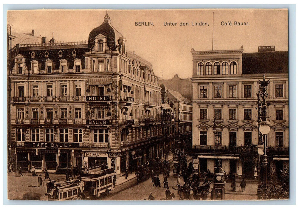 c1940's Unter Den Linden Cafe Bauer Berlin Germany Unposted Postcard