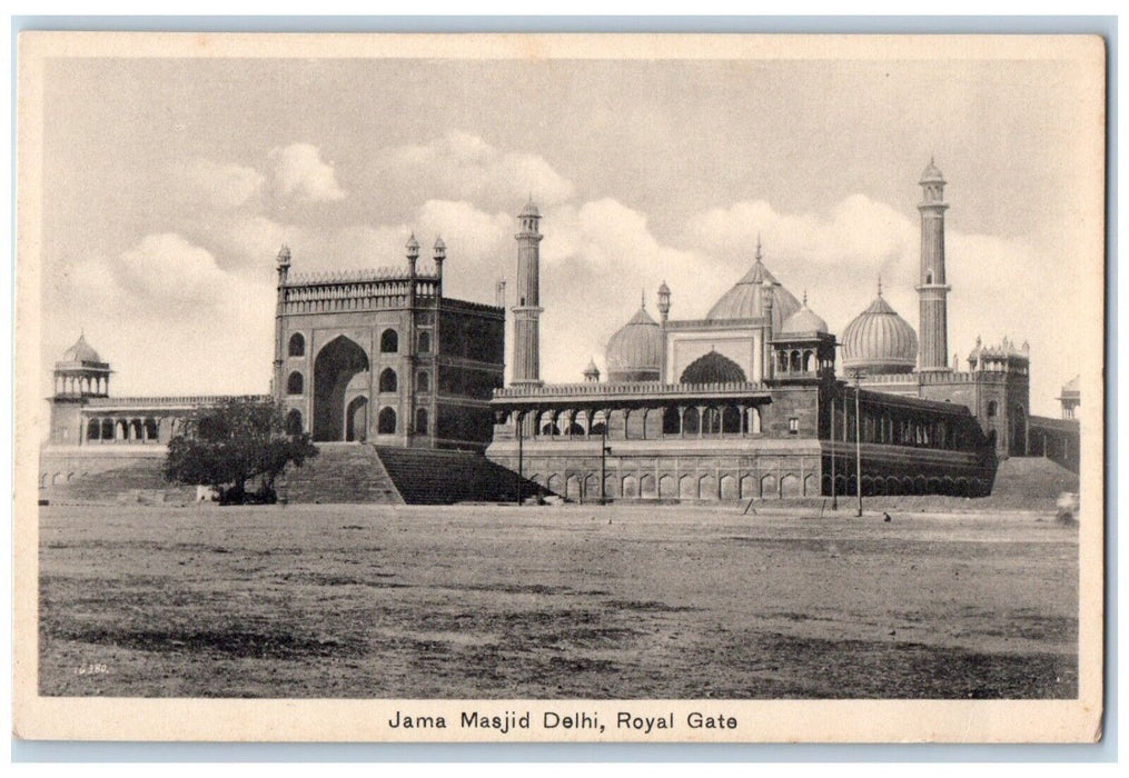 c1910's Juma Masjid Delhi Royal Gate Facing The Fort India Antique Postcard