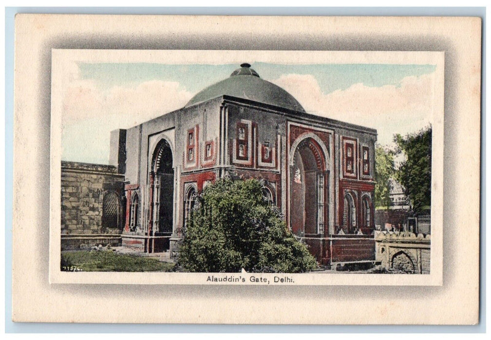 c1910's Alauddin's Gate Delhi India, External Polychromatic Decoration Postcard