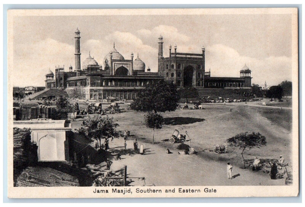 c1910's Jama Masjid Southern And Eastern Gate Delhi India Antique Postcard