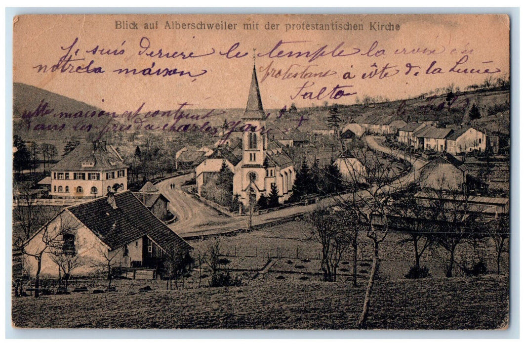 c1910 View Of Alberschweiler With The Protestant Church France Postcard