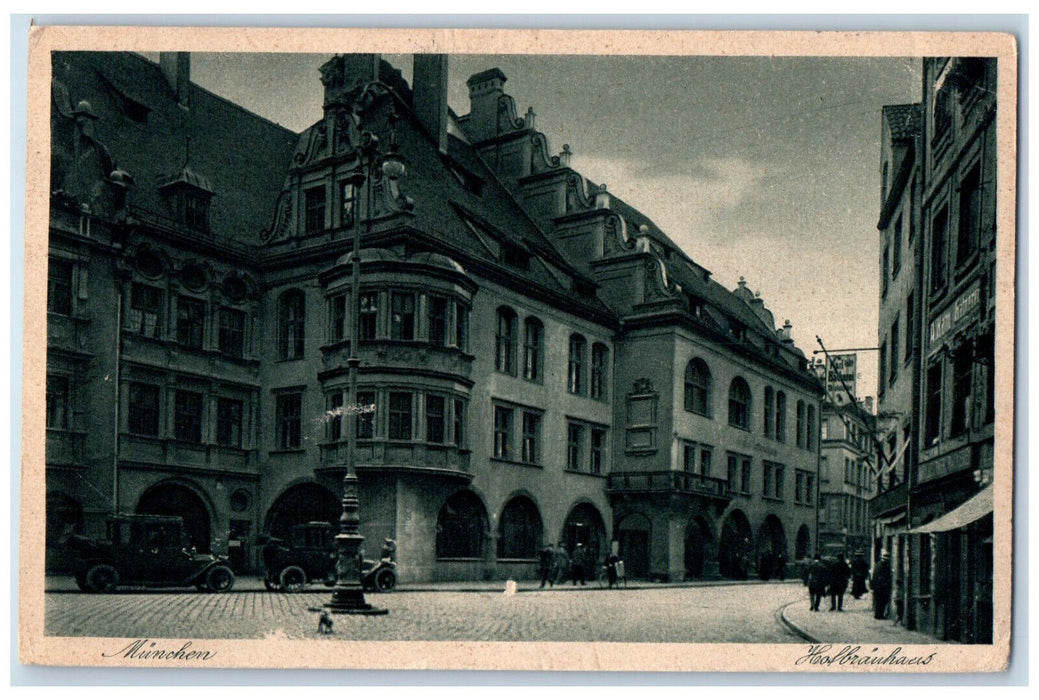 1930 Road Scene Munchen Hofbrauhaus Munich Germany Vintage Posted Postcard