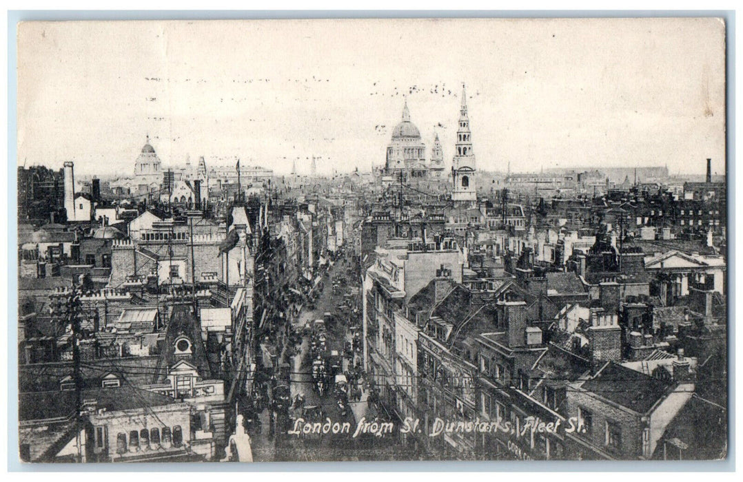 c1910 London from St. Dunstan's Fleet Street England Posted Antique Postcard