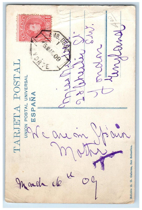 1909 General View Of Passages San Sebastian Spain Posted Antique Postcard