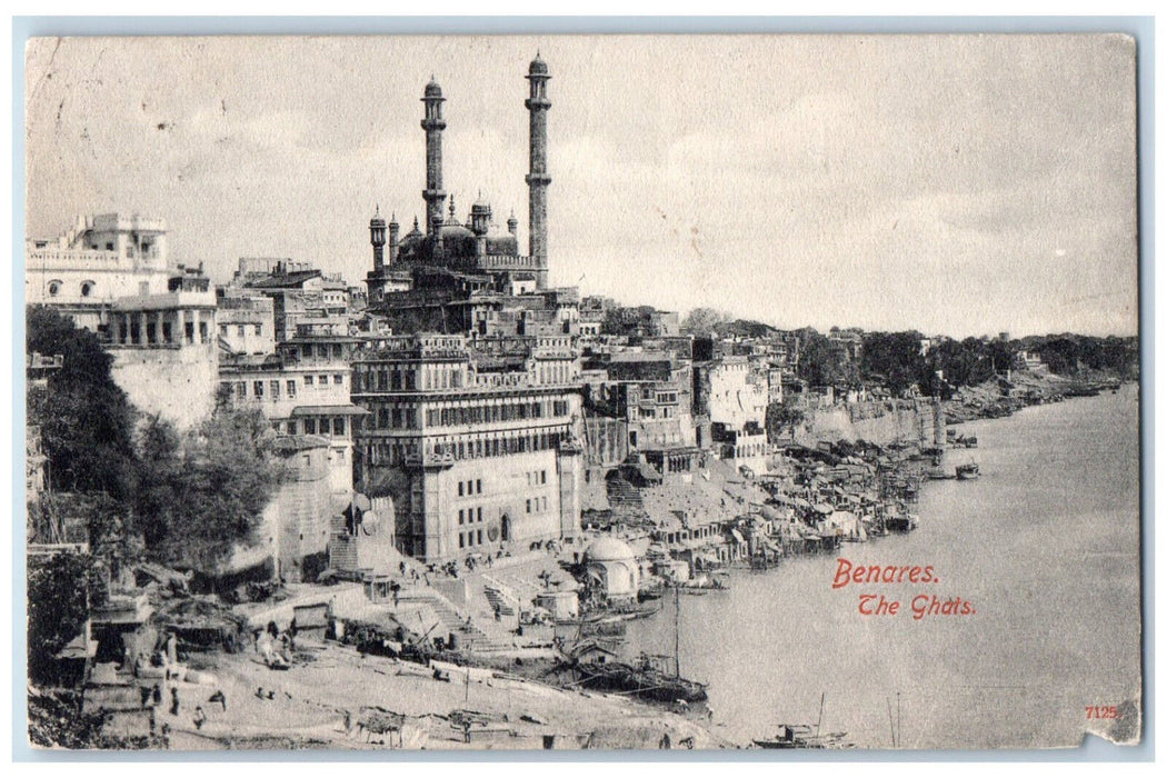 1906 Benares The Ghats Varanasi Uttar Pradesh India Sea Post Office Postcard