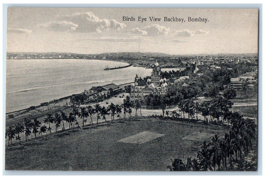 c1910's Birds Eye View Backbay Bombay Mumbai Indian Unposted Antique Postcard