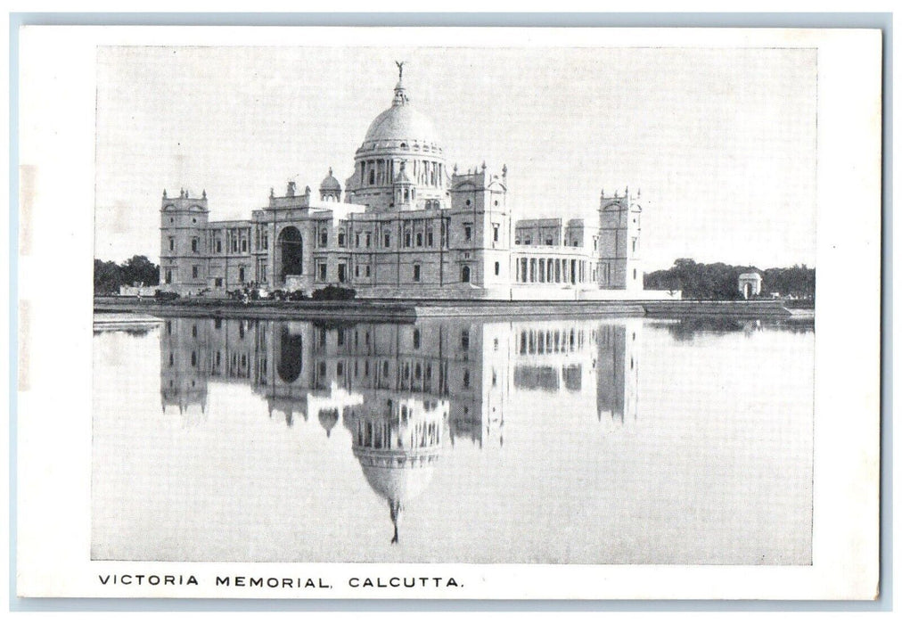 c1910's View Of Victoria Memorial Mirror Lake Calcutta India Antique Postcard
