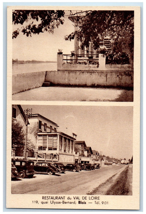 c1940's Loire Valley Restaurant Ulysse-Bernard Blois France Postcard