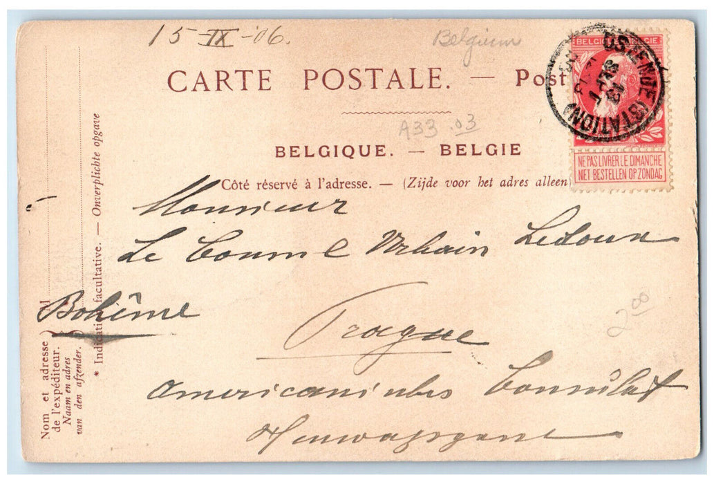 1906 Le Kursaal Ostende Belgium Horse Carriage Posted Antique Postcard