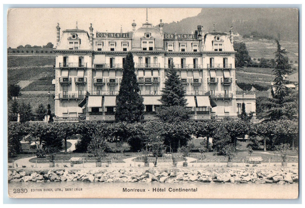 c1940's Montreux Hotel Continental Montreux Switzerland Vintage Posted Postcard