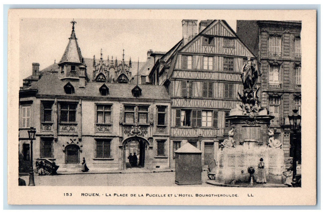 c1950's Place De La Pucelle And The Hotel Bourgtheroulde Rouen France Postcard