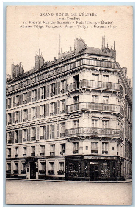 c1940's Grand Hotel De L'Elysee Place et Rue Des Saussaies Paris France Postcard