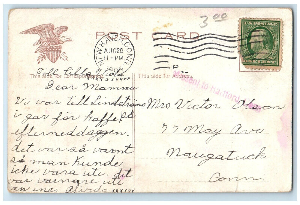 1909 Night Scene Moon White City New Haven Connecticut Vintage Antique Postcard