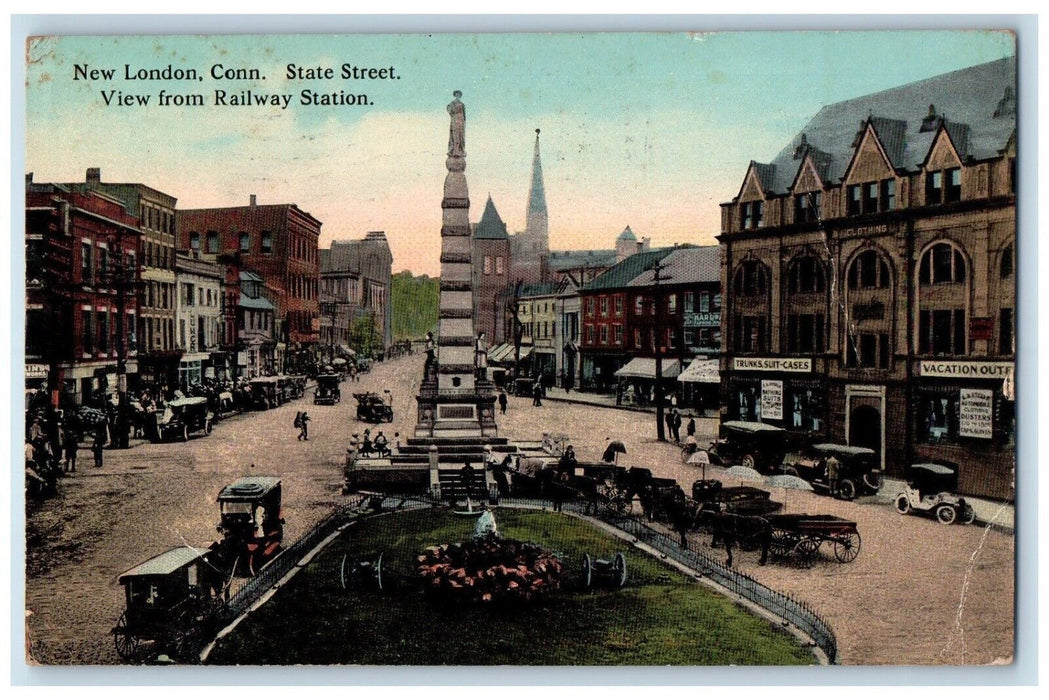 1912 View Railway Station State Street New London Connecticut CT Posted Postcard