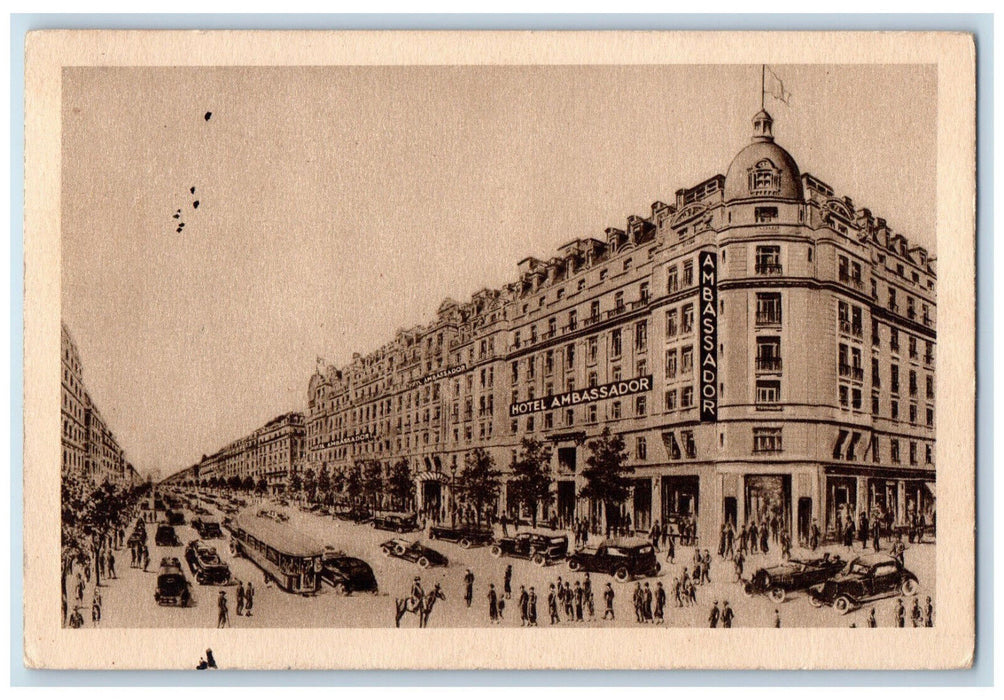 1937 Paris (Opera) Hotel Ambassador Boulevard Haussman France Posted Postcard