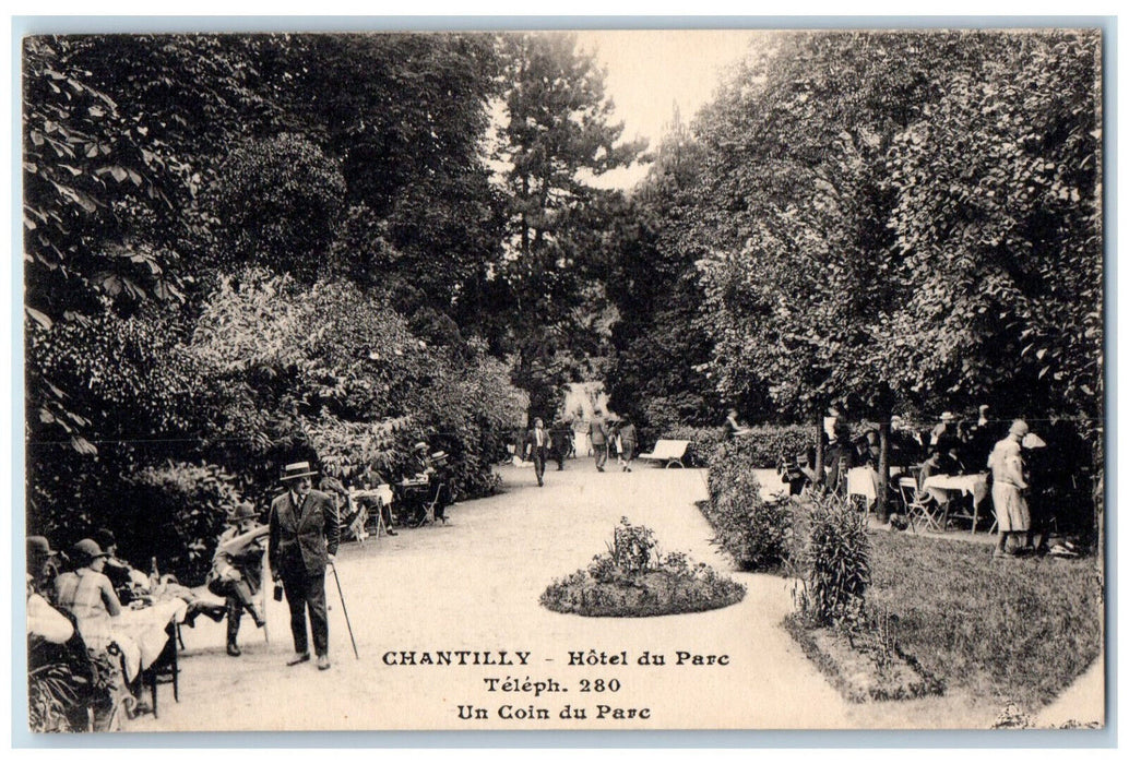 c1940's Hotel Du Parc Un Coin Du Parc Chantilly France Posted Postcard