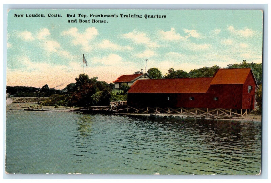 c1910 Red Top Freshman Training Quarters Boat New London Connecticut CT Postcard