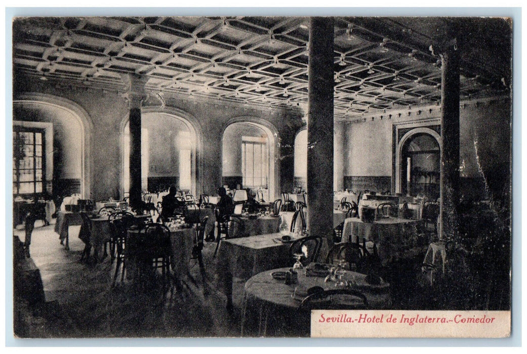 c1940's Sevilla Hotel De Inglattera Comedor Sevilla Spain Posted Postcard