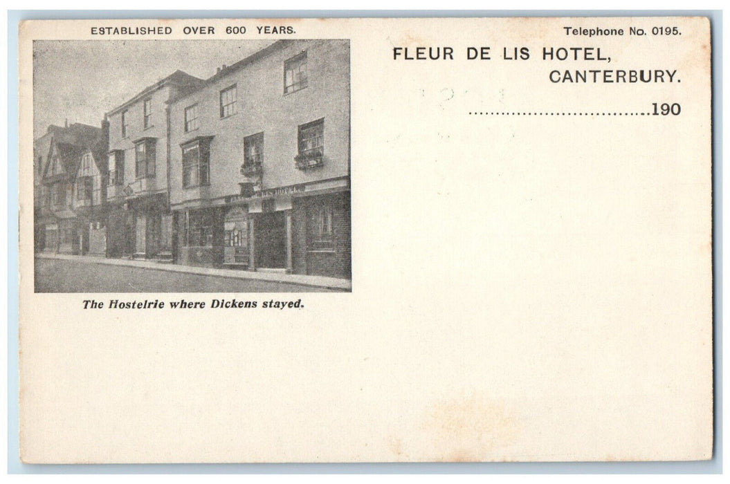 c1950's Hostelrie Fleur De Lis Hotel Canterbury Sandwich England Postcard