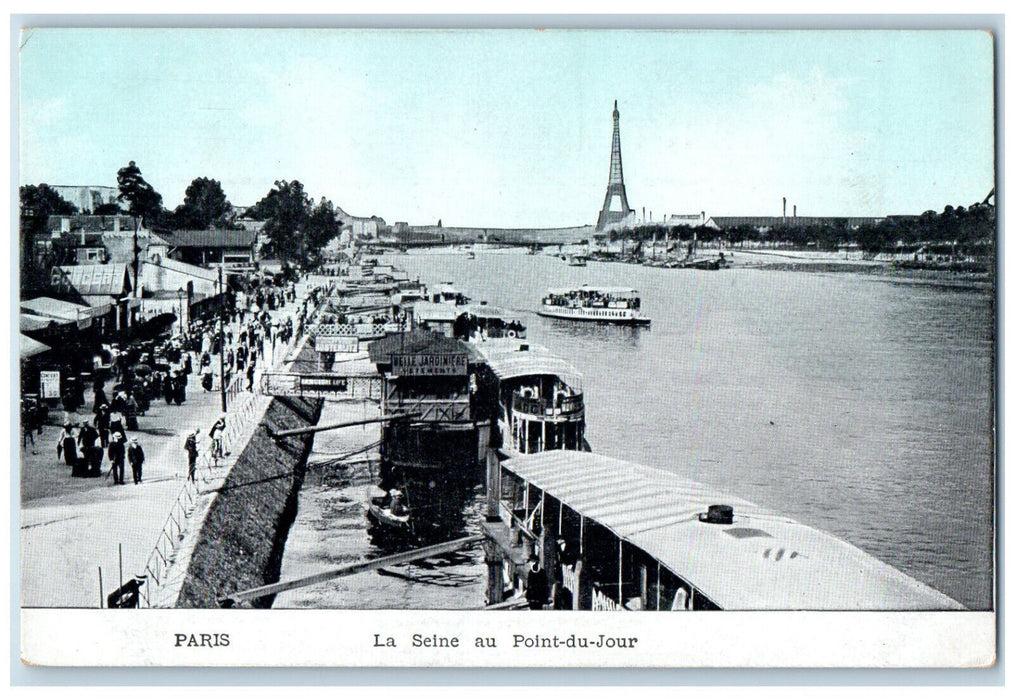 c1910 The Seine at Point Du Jour Paris France Unposted Antique Postcard