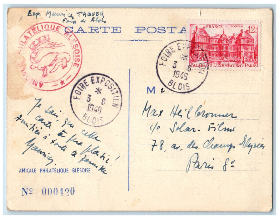 1948 Chateau De Blois Foire-Exposition De Blois France Antique Postcard