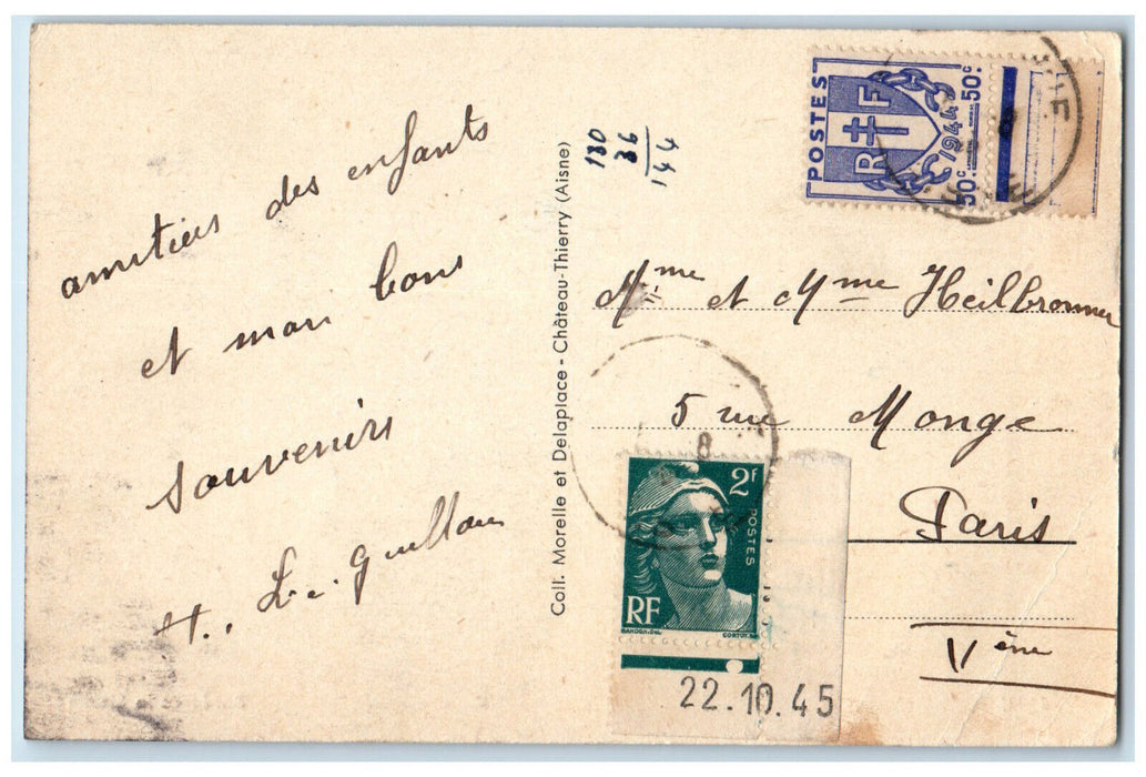 1945 Jaulgonne (Aisne) Banks Of The Marne France Posted Vintage Postcard