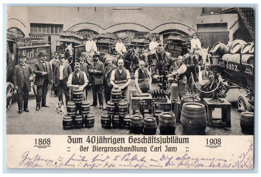 1915 Beer Barrels Carl Janz Beer Brewery Berlin Germany Posted Antique Postcard