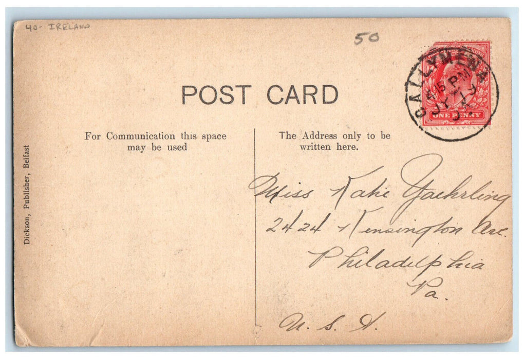 c1910 Ballymena Pentagon Looking East Ireland Multiview Antique Posted Postcard