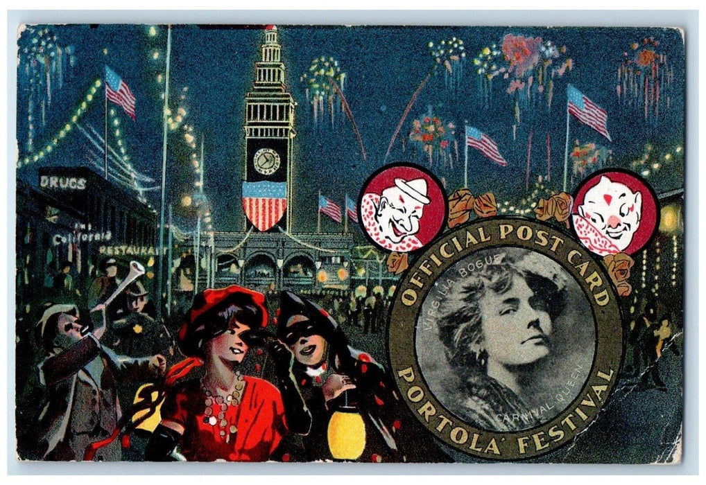 1909 Portola Festival Virgilia Bogue San Francisco California Official Postcard