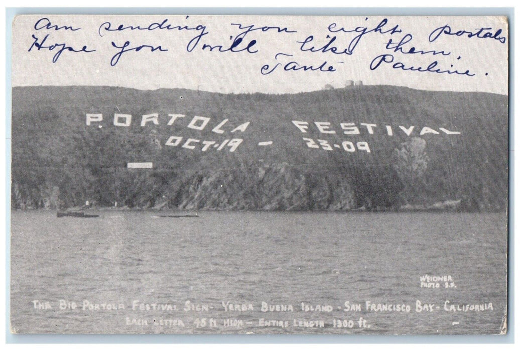 1909 Portola Festival Sigh Buena Island San Francisco Bay California CA Postcard