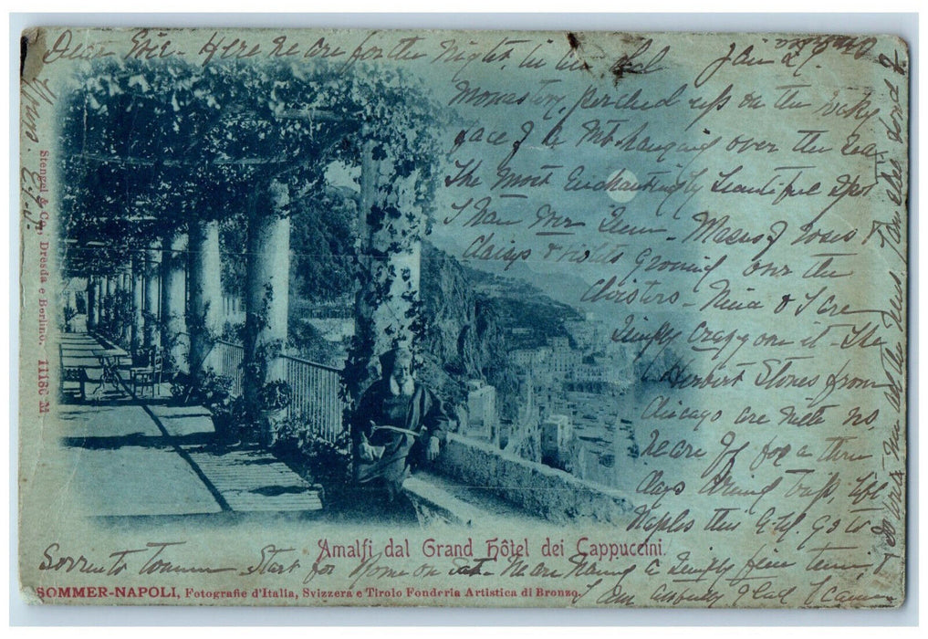 1901 Amalfi Dal Grand Hotel Dei Cappuccini Italy Antique Posted Postcard