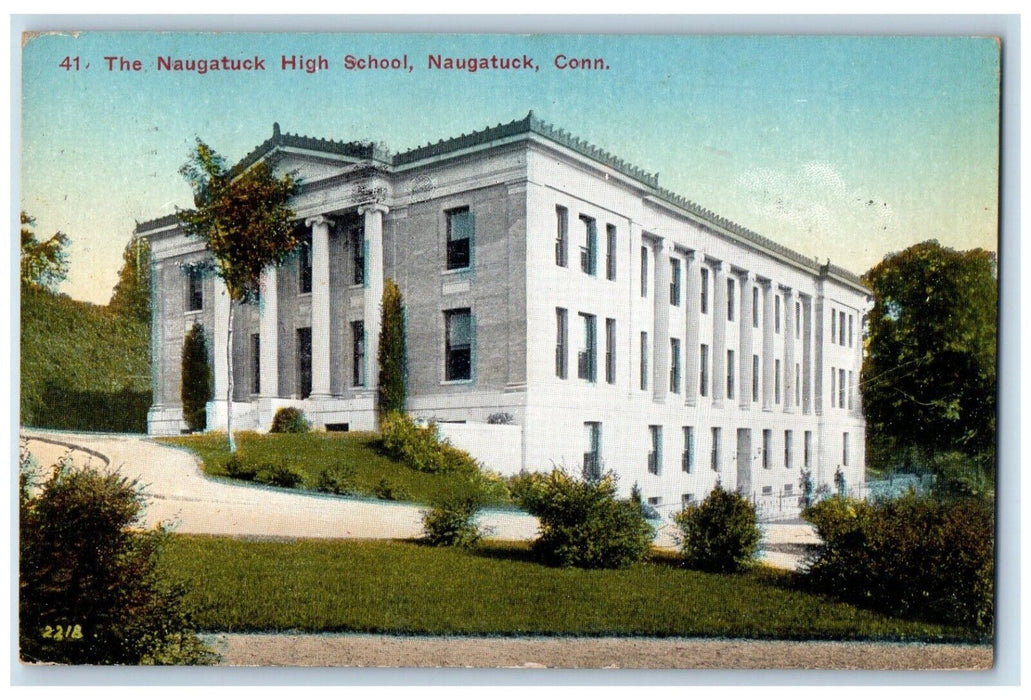 1916 Naugatuck High School Naugatuck Connecticut Posted Vintage Antique Postcard