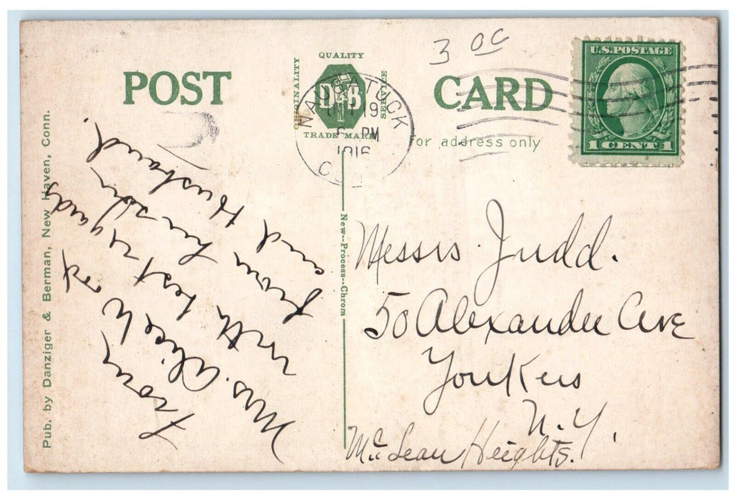 1916 Naugatuck High School Naugatuck Connecticut Posted Vintage Antique Postcard